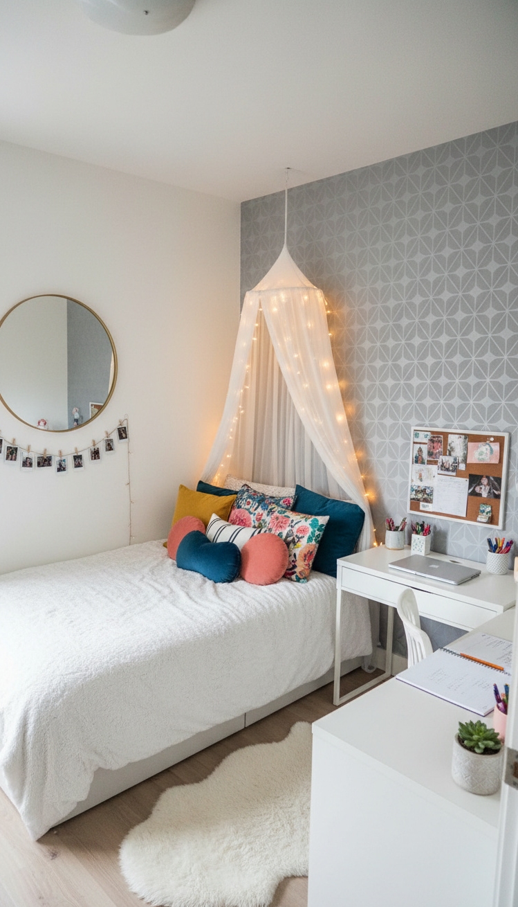 white and gray bedroom - Crisp White Walls, Perfect Teen Backdrop - These white walls feel crisp and clean, a...