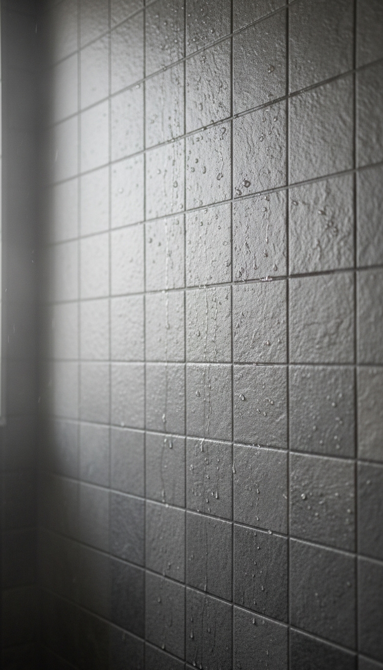 modern bathroom tiles - Modern Bathroom Tiles: Texture & Light - These gray porcelain tiles create a calming effect....