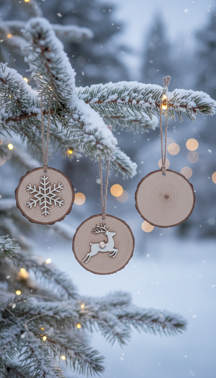 Wood Circle Ornaments - Wood Circle Ornament Design Ideas - Wood Circle Ornaments - These wood ornaments feel rustic against the bright...