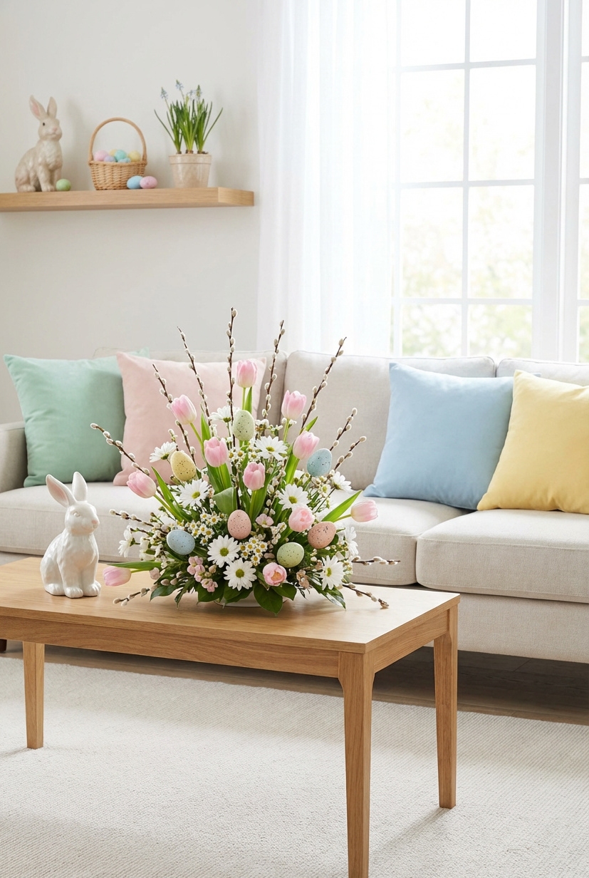 21 Ways to Decorate for Easter in 2026 - Pastel Plates Practically Welcome Spring - These pastel plates practically sing of spring. Soft...