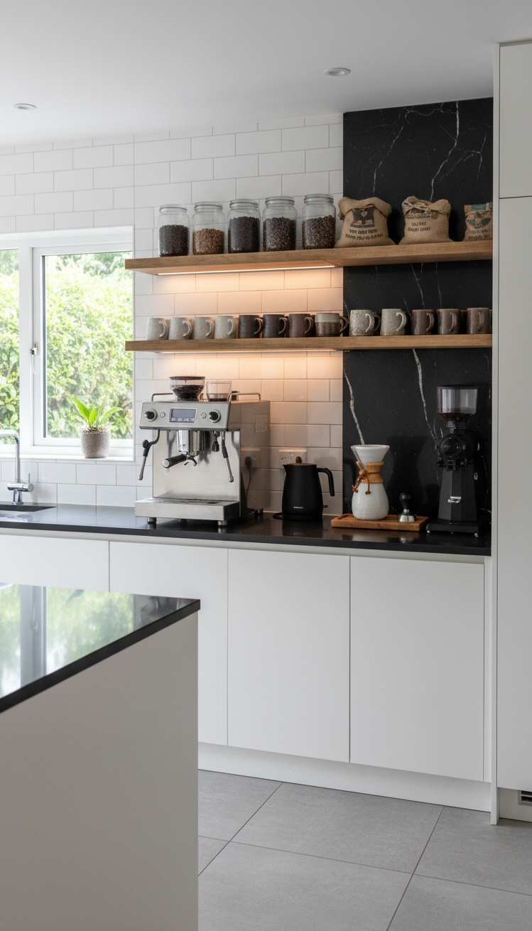 white kitchens with black countertops - Black Countertops Pop in White Kitchens - These black countertops look smooth and cool against...