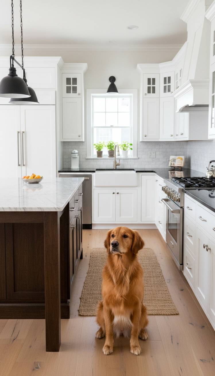 white kitchens with black countertops - White Kitchens, Bold Black Counters - white kitchens with black countertops - These black countertops offer a striking contrast against...