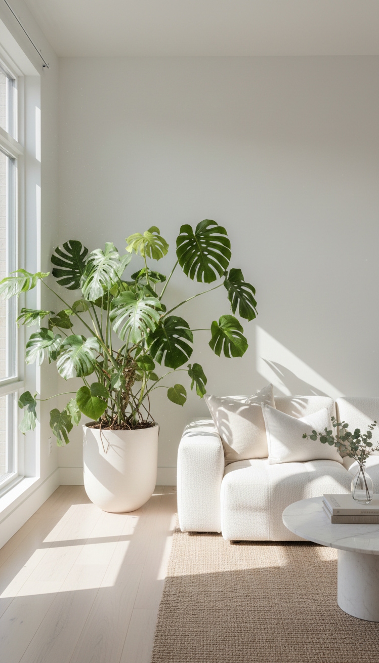 white living room - White Living Room: Green Accent - These bright white walls feel so clean and...