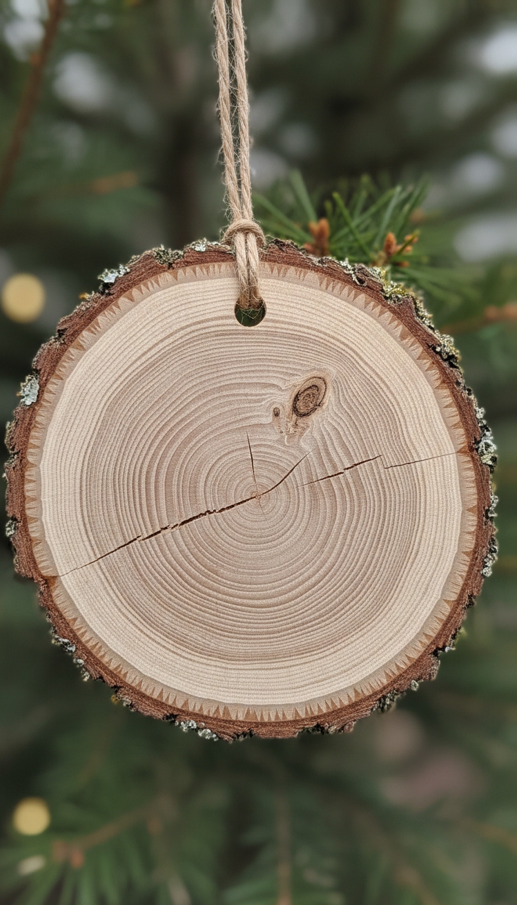 Wood Circle Ornaments - Wood Circle Ornaments: Natural Edge Design - These wood circle ornaments feel rustic and simple....