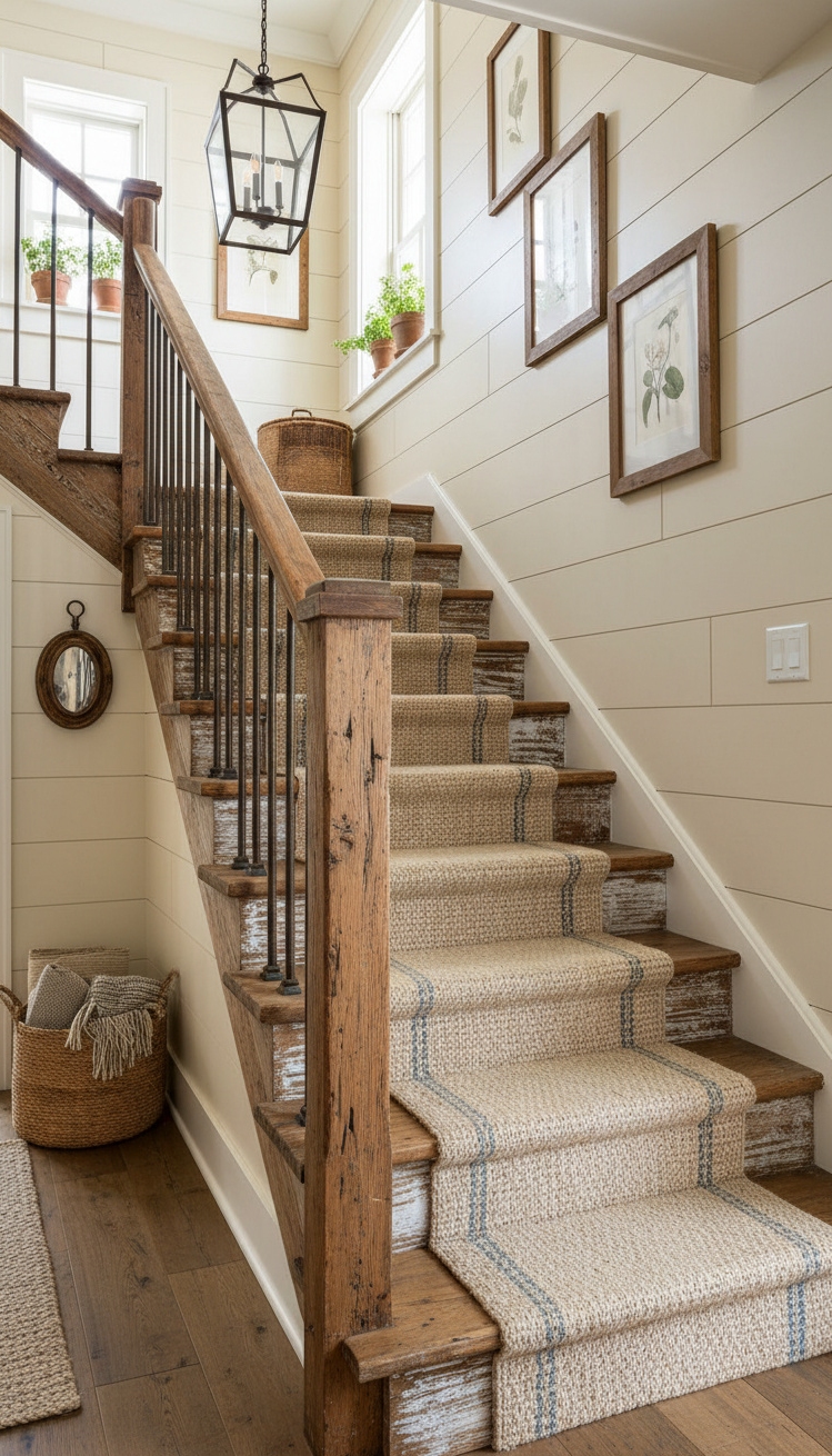 wooden staircase design - Rustic Wood Stair Design Ideas - These wooden stairs rise with a quiet strength....