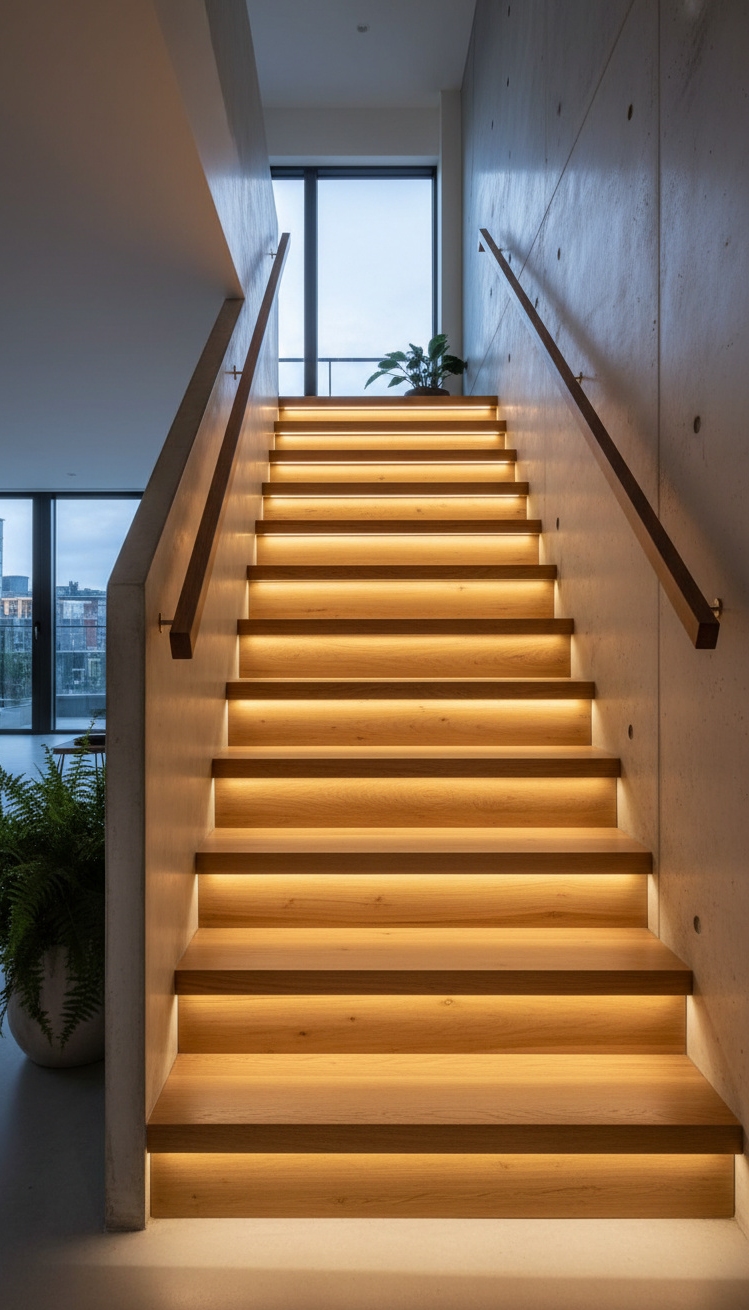 wooden staircase design - Wooden Stair Design: Light and Form - These wooden stairs float in the air, or...