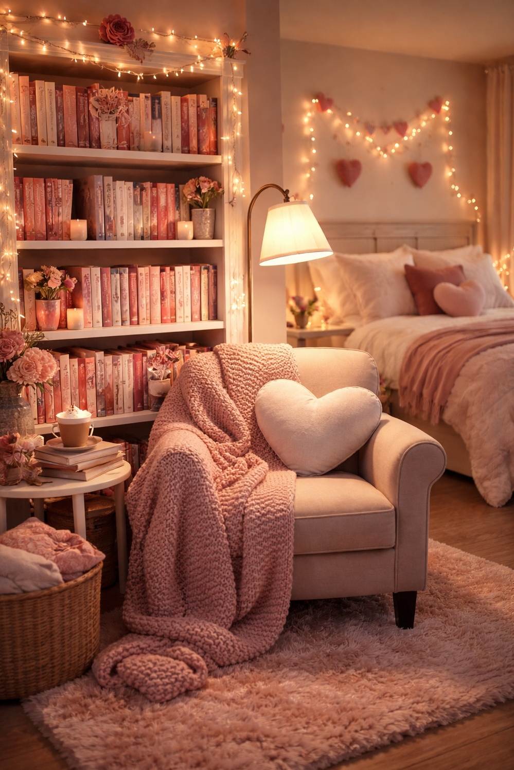 valentine's day bedroom decor ideas - Romance Novels Glow with Soft Light - These romance novels practically glow with soft light....