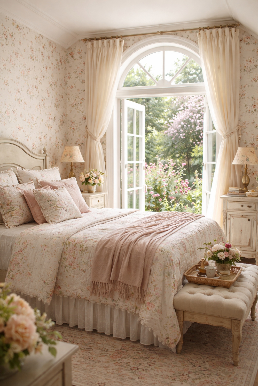 arched windows ideas - Arched Windows: Sweet Cottage Bedroom Show - These arched windows steal the show in this...