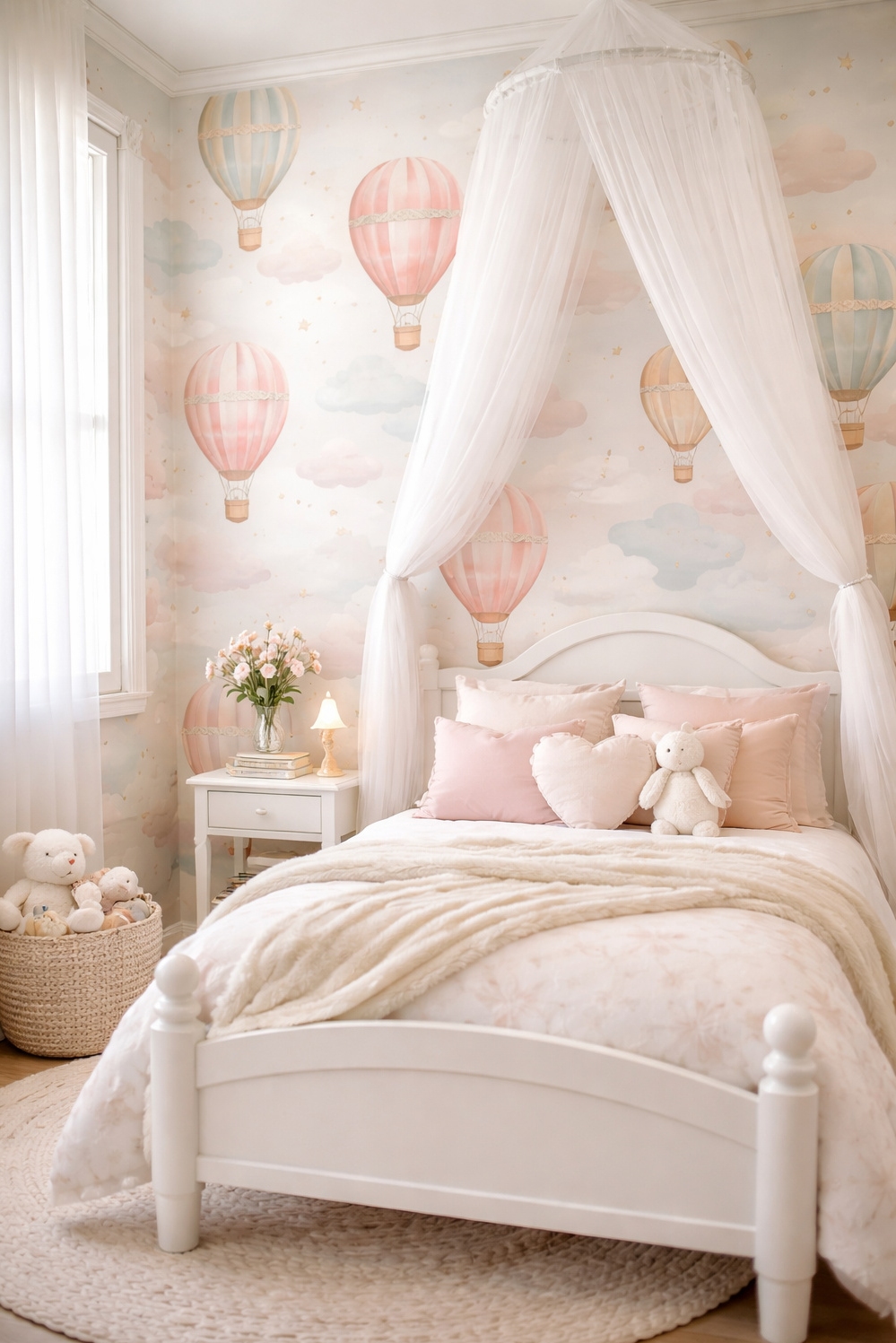 feminine wallpaper ideas - Pastel Balloons Set a Dreamy Tone - The wallpaper featuring pastel hot air balloons really...