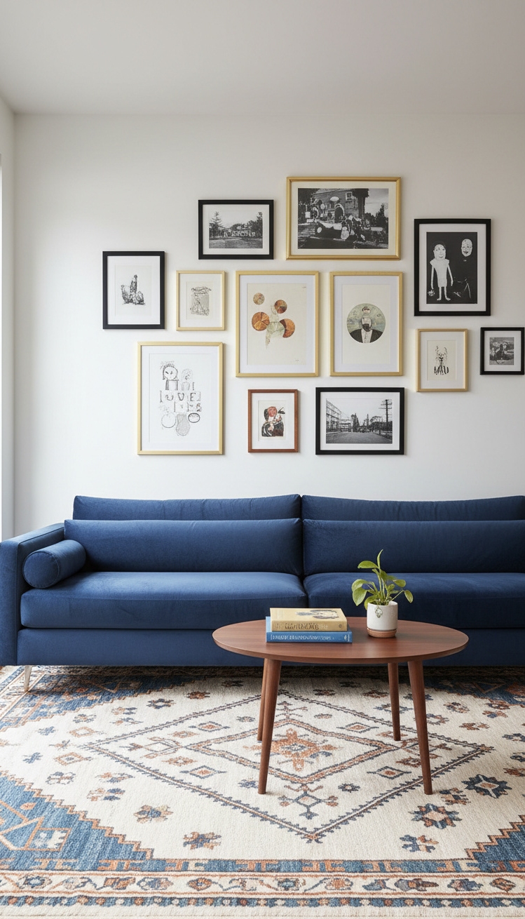 wall behind sofa design ideas - Gallery Wall: Art That Grabs Attention - The gallery wall grabs your attention first. It's...