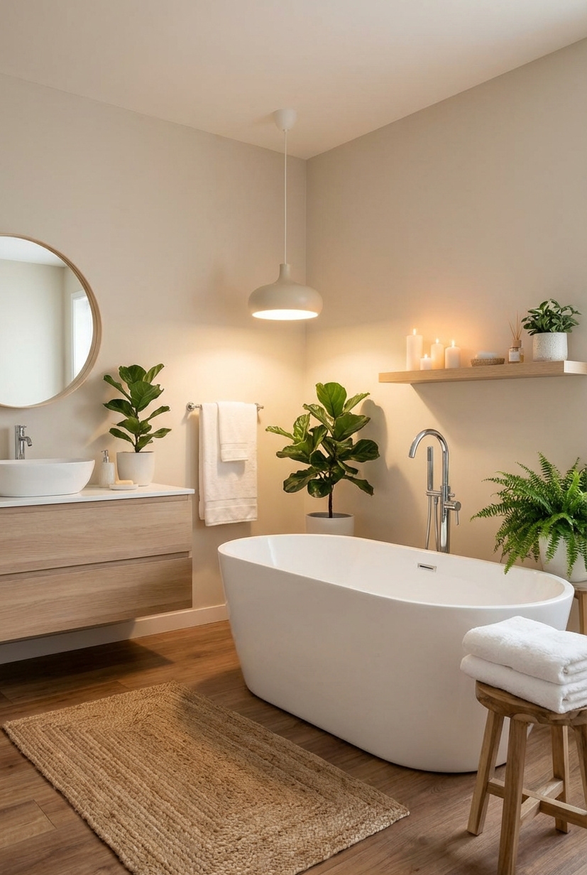 19 Calming Paint Colors For Your Home - Warm Beige Walls: A Calming Design - The light beige walls create a warm, inviting...