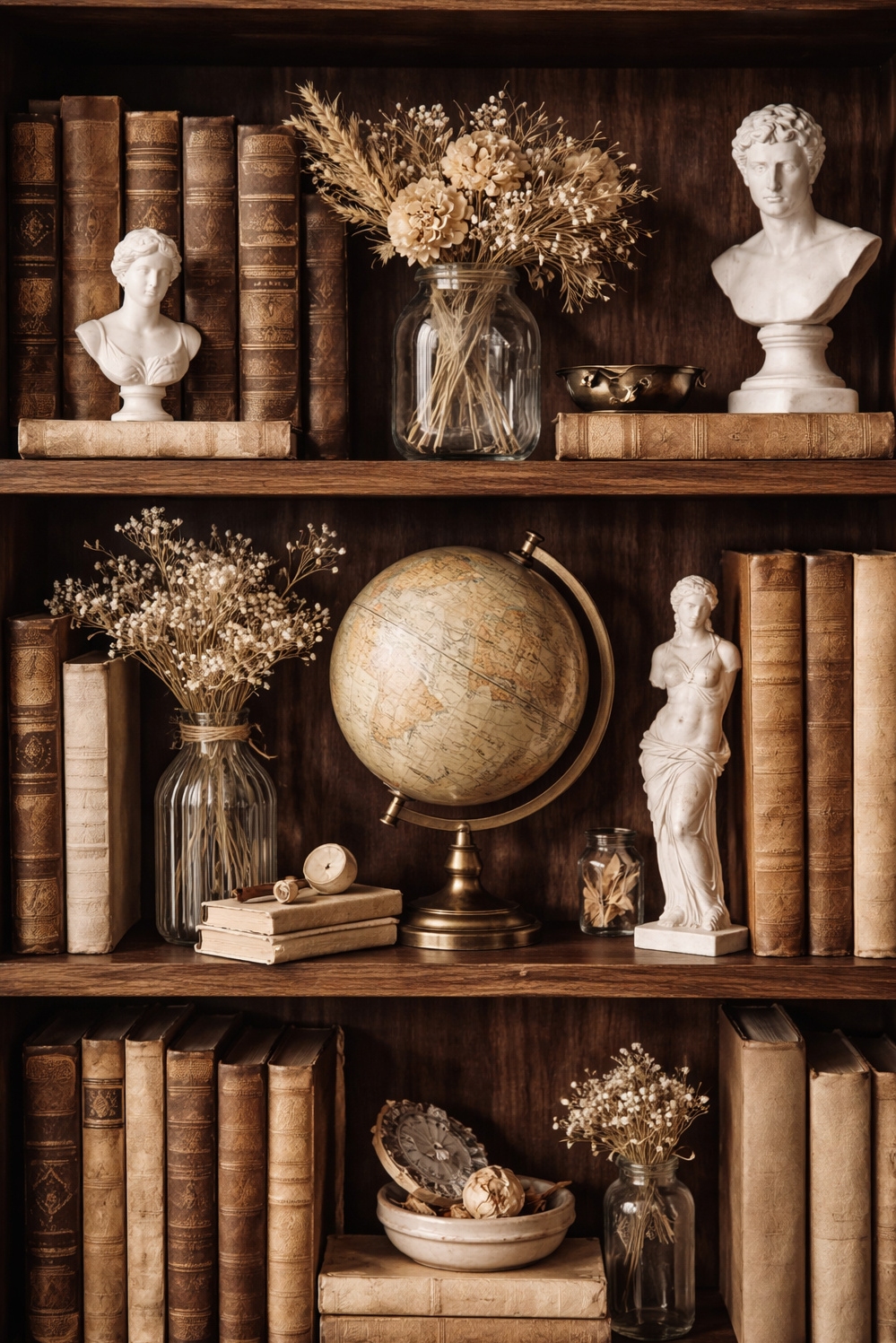 light academia decor ideas - Dark Wood Makes Leather Books Inviting - These leather-bound books look so inviting. The dark...