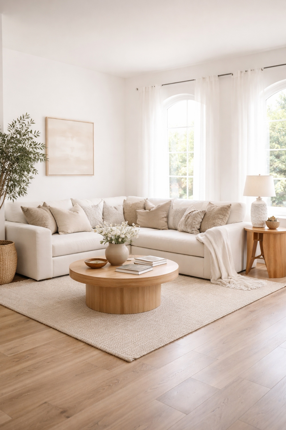 organic neutral living room - Bright, Airy, Inviting Sectional Sofa - The sectional sofa looks so inviting in this...