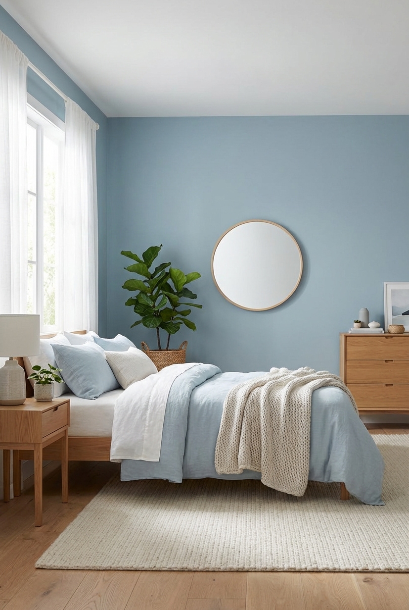 19 Calming Paint Colors For Your Home - Light Blue Walls: Serene Backdrop - The light blue walls create a serene backdrop,...