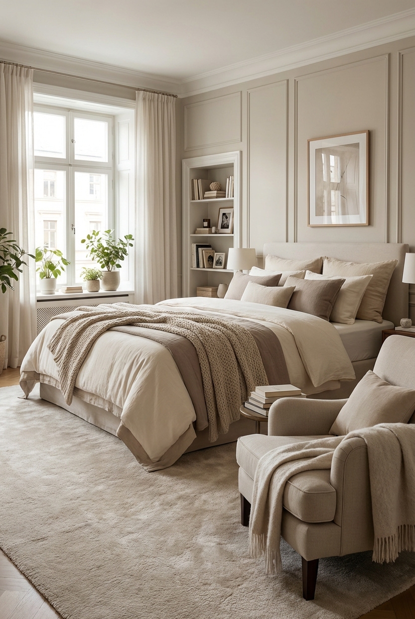 20 Classy bedroom ideas to help you rest in luxury - Serene Bedroom: Platform Bed Anchors Design - The platform bed anchors this serene bedroom, its...