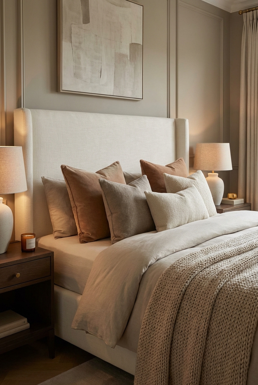 20 Classy bedroom ideas to help you rest in luxury - Deep Blues and Dark Wood Bed - The dark wood bed is definitely the star....