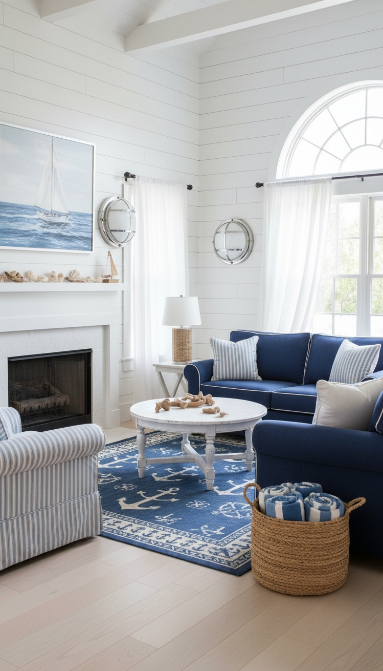 wall mounted lights living room - Nautical Wall Lights Steal the Show - These nautical wall lights steal the show. They...