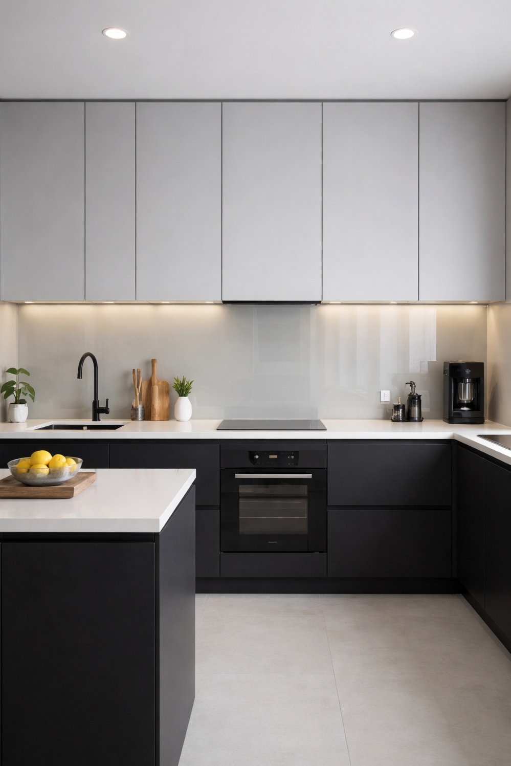 two tones kitchen cabinetss - Striking Visual: Light Gray Uppers Create - These two tones kitchen cabinetss create a striking...