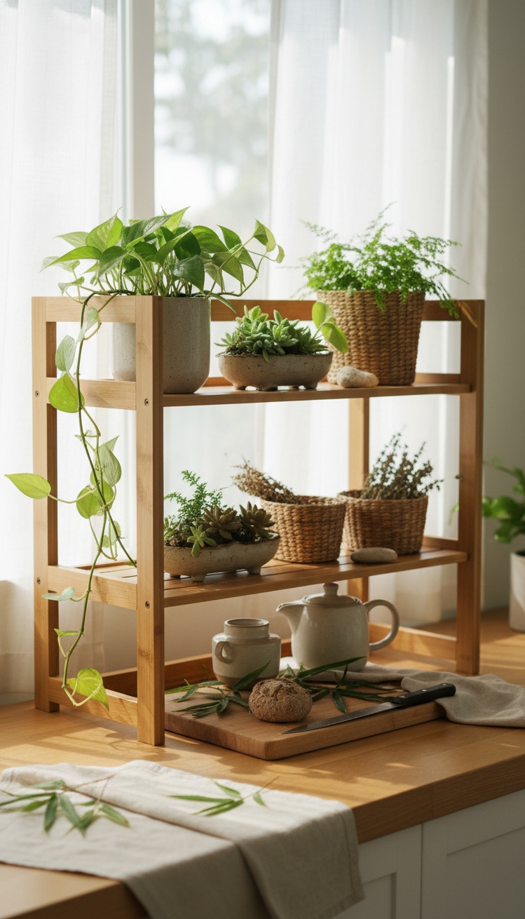 Countertop Hutch for kitchen storage - Bamboo Hutch: Brings Outdoors In - This countertop hutch, made of bamboo, brings a...