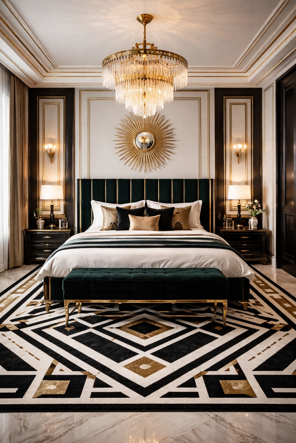 art deco bedroom ideas - Geometric Patterns Grab Bedroom Attention - These geometric patterns really grab your attention. The...