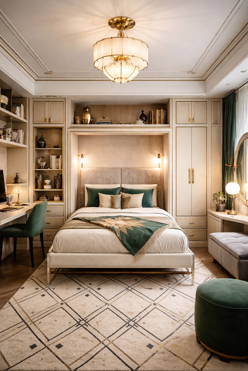 art deco bedroom ideas - Geometric Patterns Used Even Sparingly - These deco geometric patterns really pop, even used...