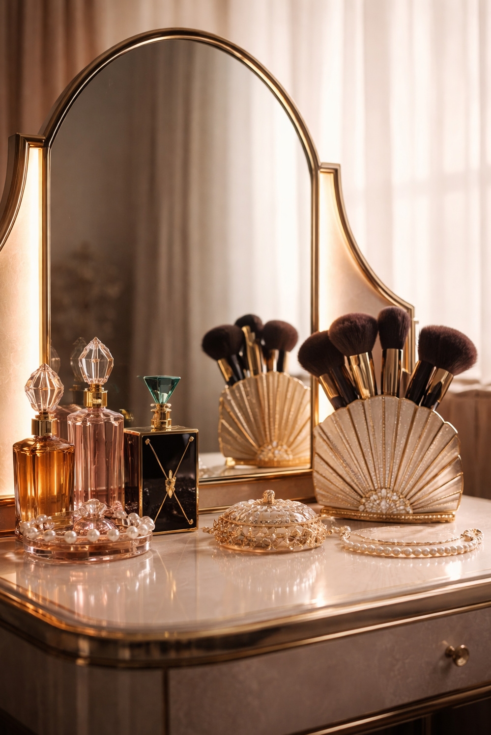 art deco bedroom ideas - Perfume Bottles Steal the Show - These perfume bottles steal the show. The stoppers...