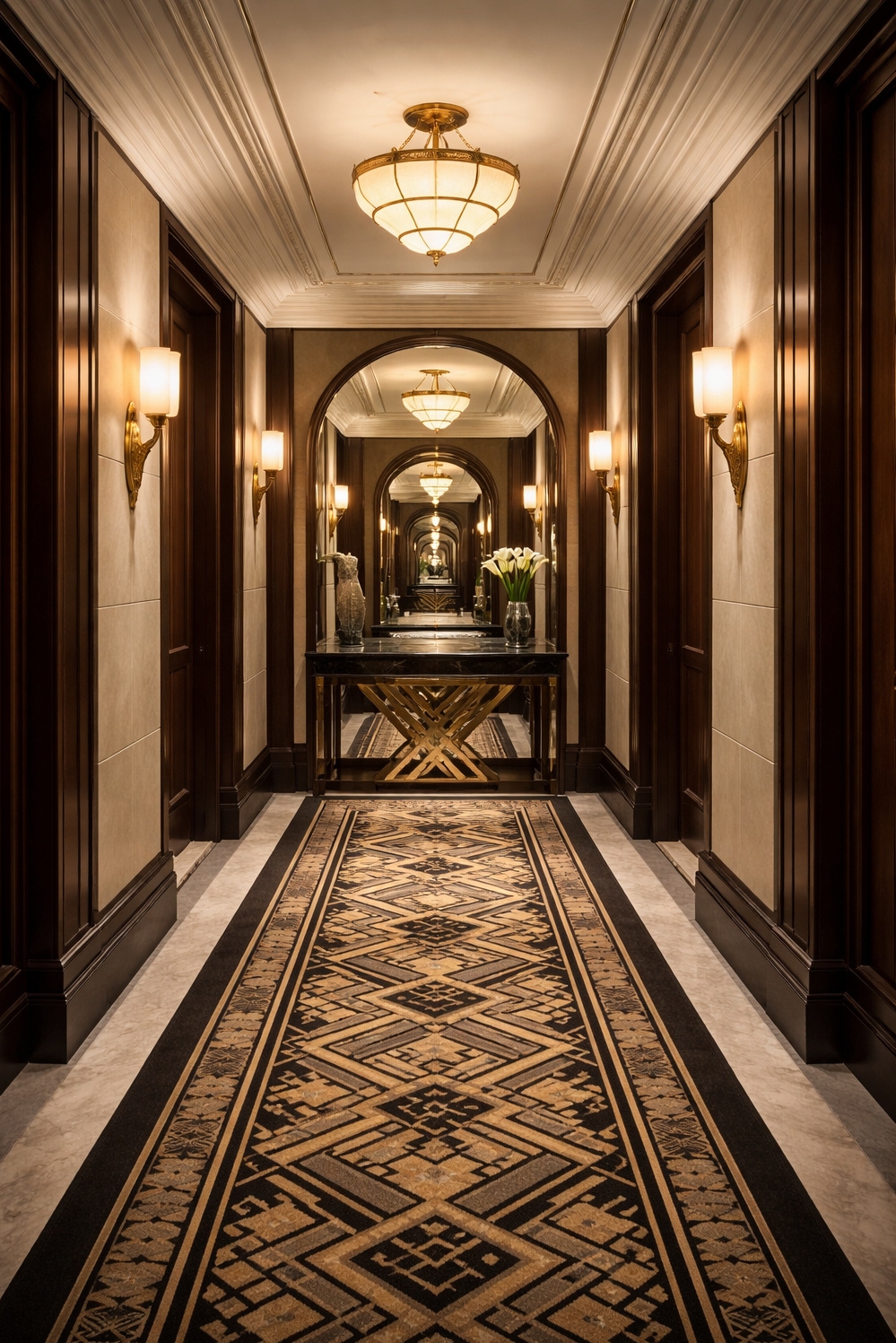 art deco interior - Patterned Runner Grabs Art Deco Attention - The patterned runner rug grabs your attention right...