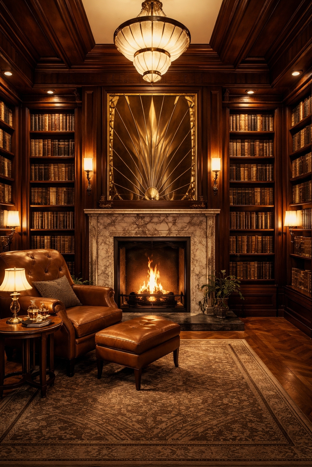 art deco interior - Bookshelves Command Art Deco Attention - These floor-to-ceiling bookshelves command attention, packed tight with...