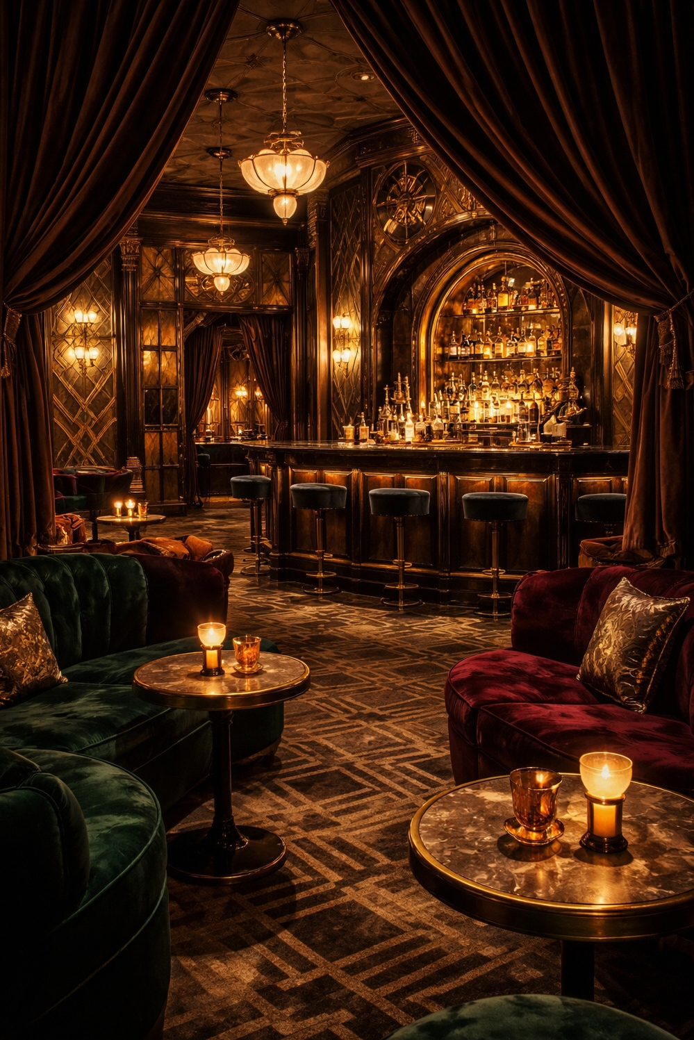 art deco interior - Deep Jewel Tones Pull You In - These velvet seats just pull you in, don't...