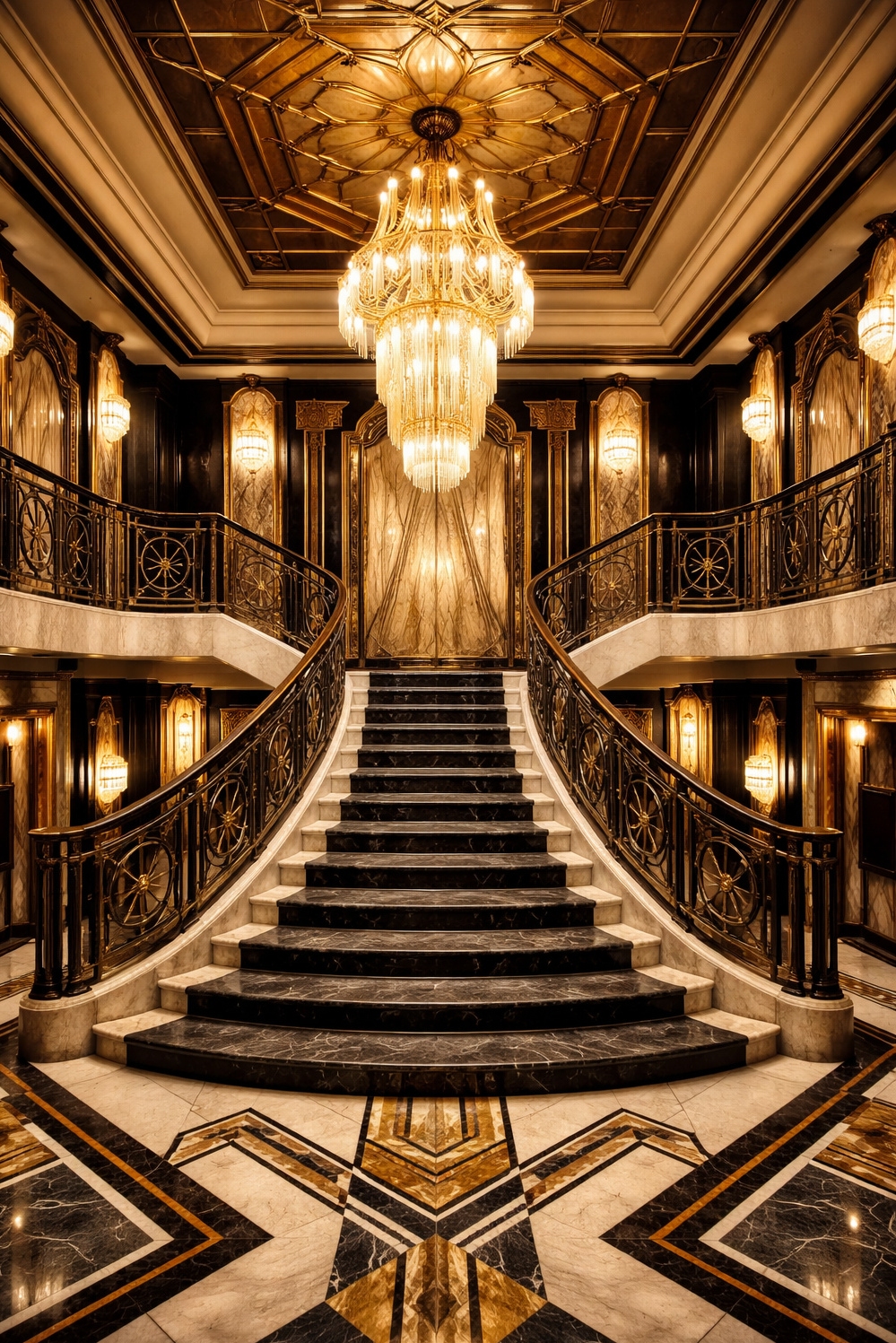 art deco interior - Wrought Iron Railings Twist and Turn - These wrought iron railings twist and turn, showing...