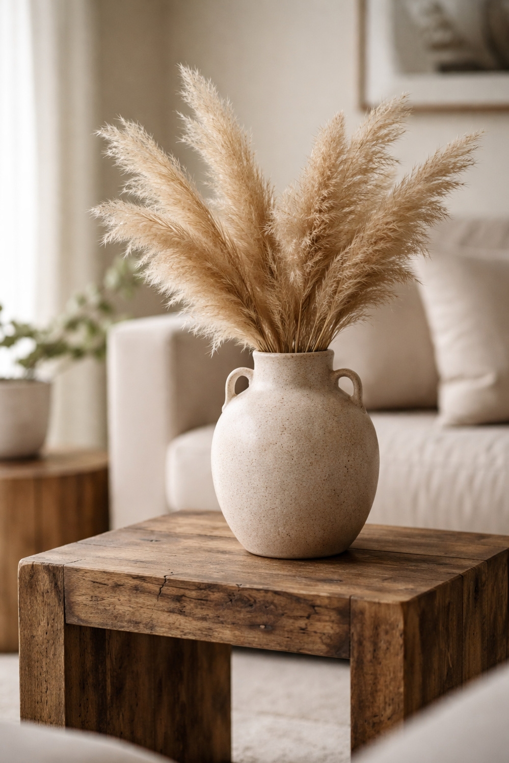 organic neutral living room - Pampas Plumes: A Glowing Detail - These pampas plumes practically glow in this detail...