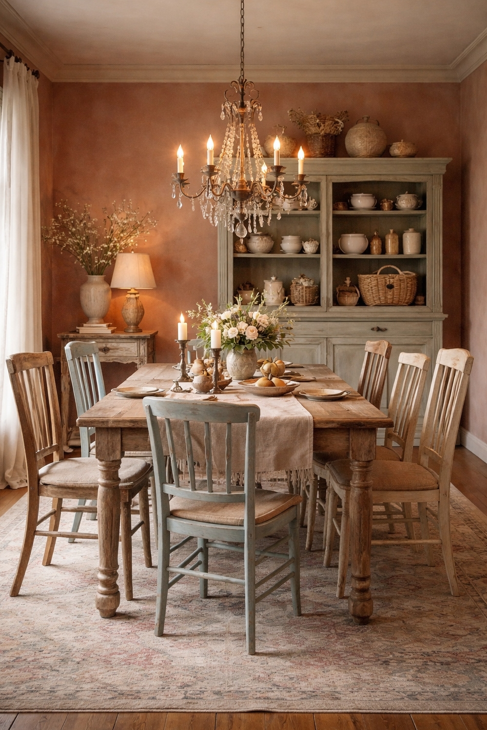 Muted French Country Color ideas - Muted Walls: Soft French Interior - These walls in the dining room interior glow...