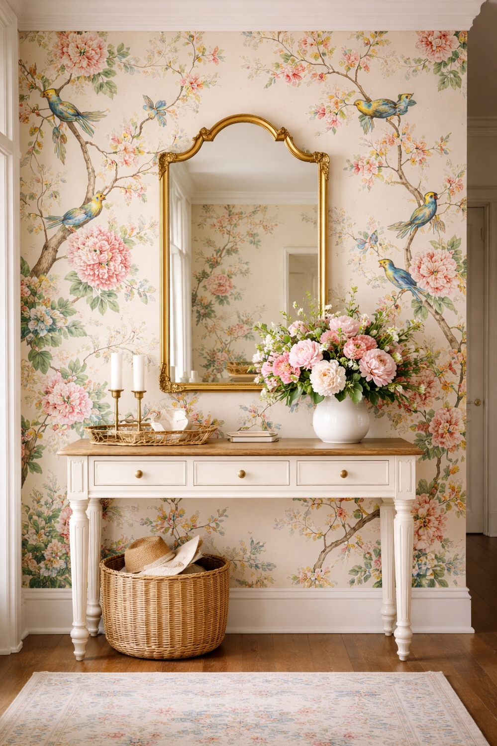 feminine wallpaper ideas - Chinoiserie Design Sings with Color - The chinoiserie design on this wallpaper sings with...