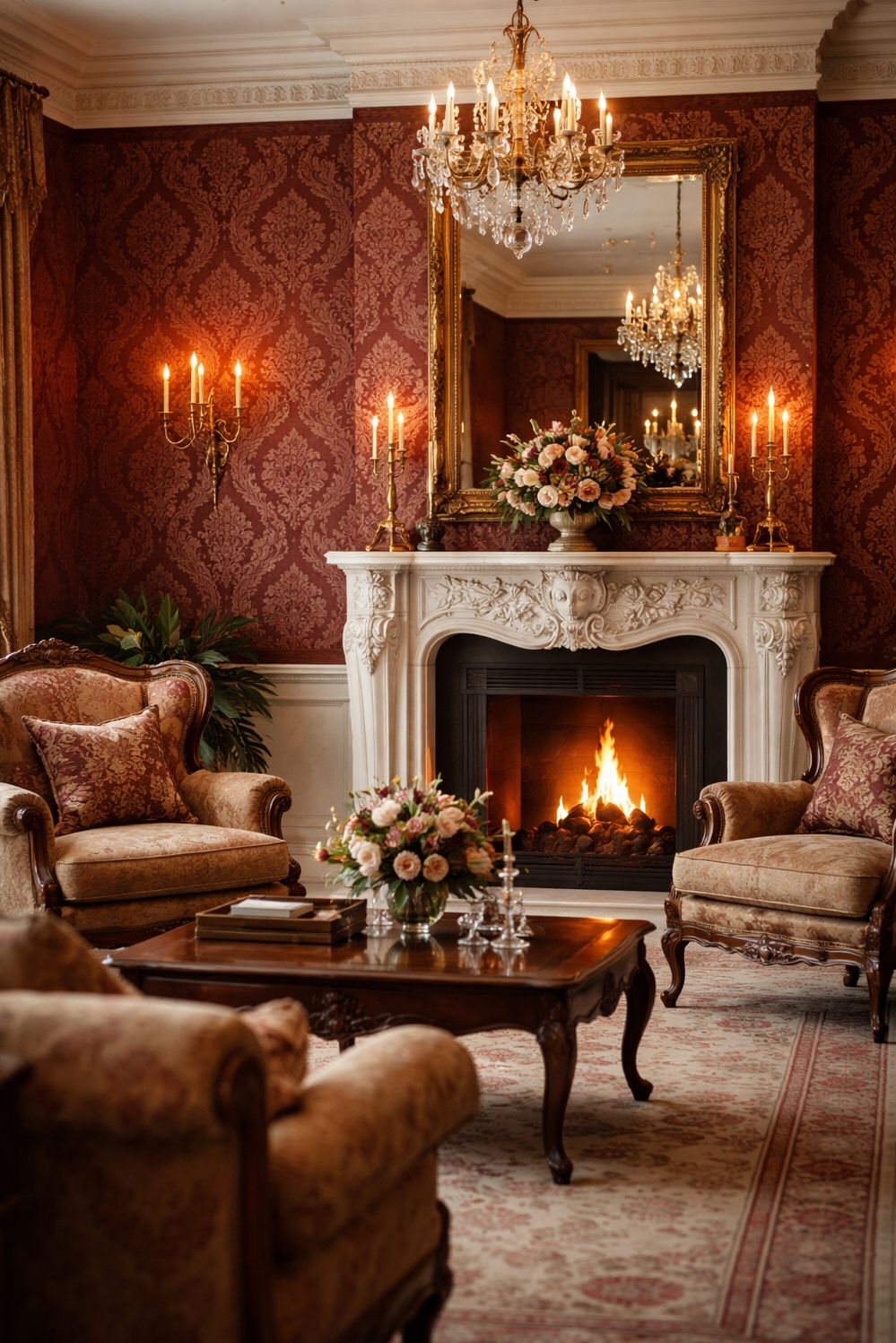 elegant wallpaper ideas - Flocked Damask Wallpaper Commands Attention - These flocked damask patterns command attention in this...