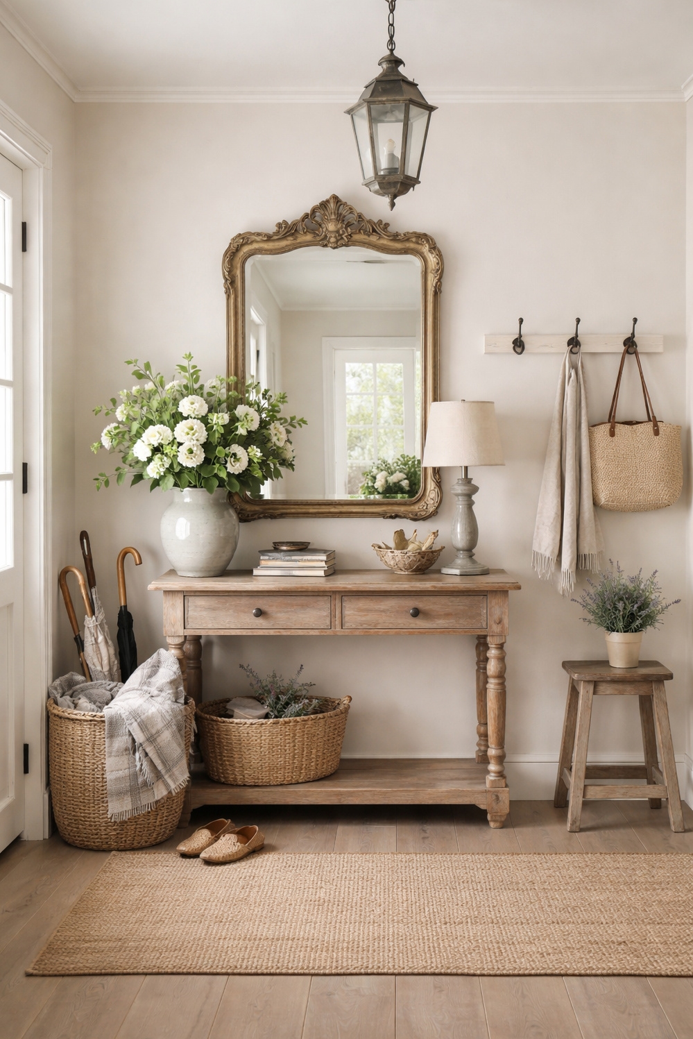 Muted French Country Color ideas - Muted Beige Walls: French Style - The walls in this french country style entryway...