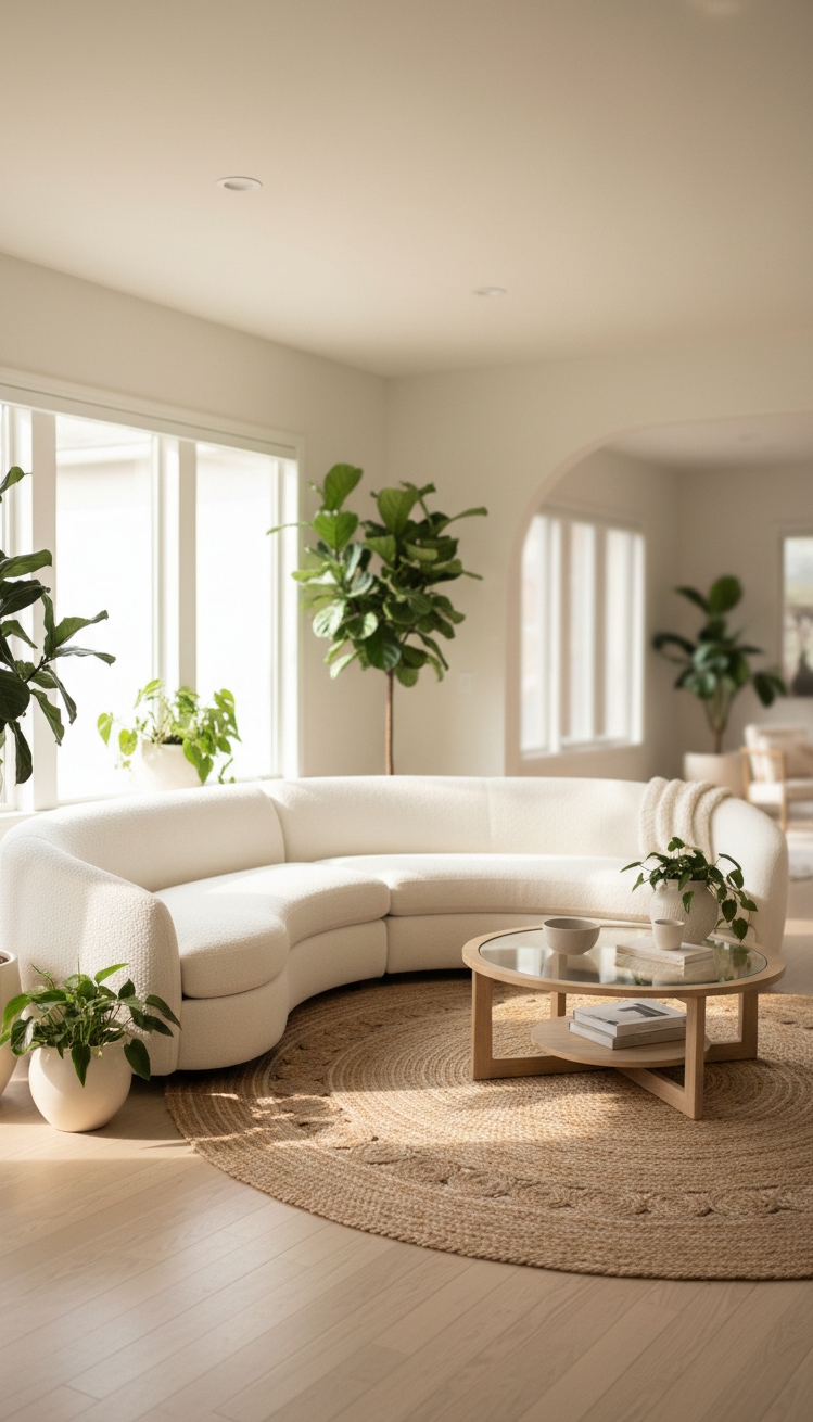 Rounded furniture for living room ideas - Bright White Sofas: Inviting Living Look - These rounded sofas look so inviting, don't they....