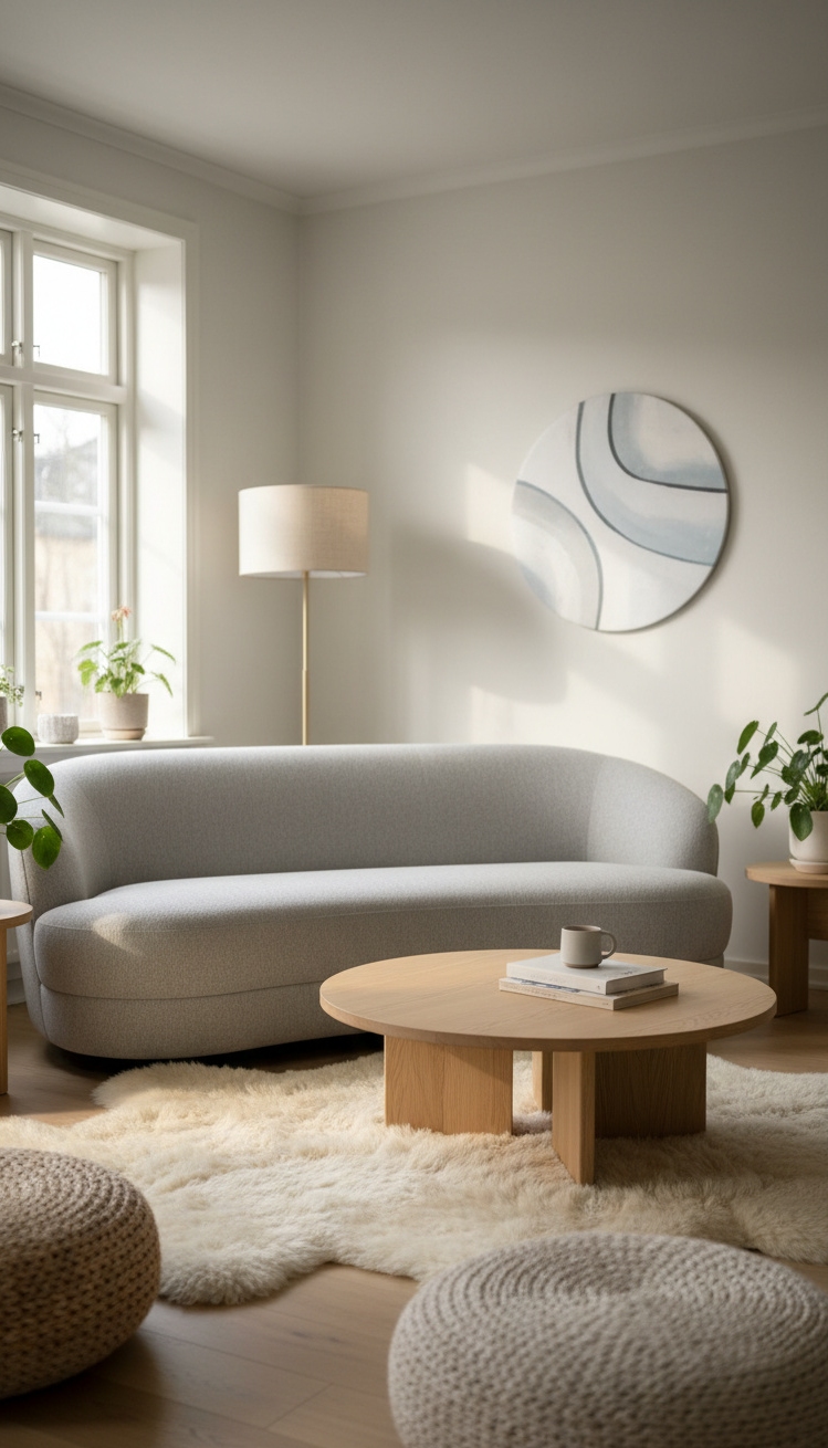 Rounded furniture for living room ideas - Inviting Light Gray Sofas Look Soft - These rounded sofas look so inviting, don't they....