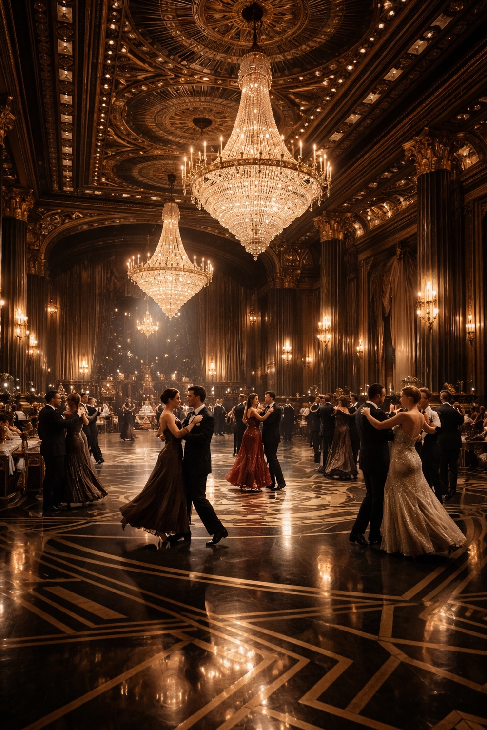 art deco interior - Chandeliers Command Art Deco Ballroom - These chandeliers command attention. They're not just lights;...