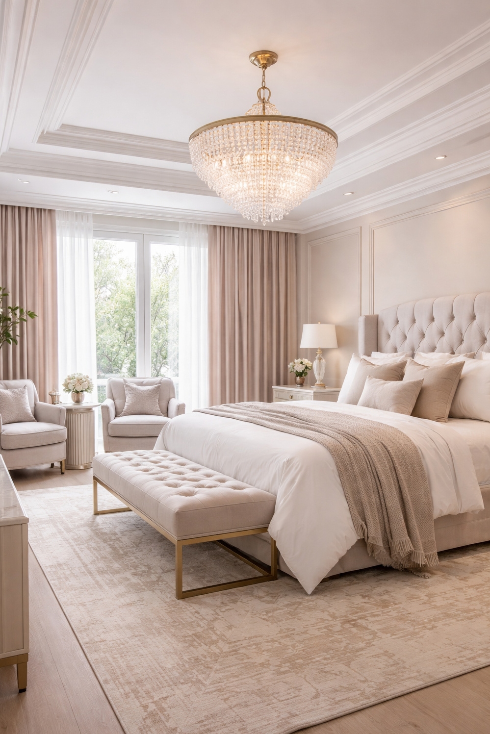 Luxury Interior Design ideas - Linen Drapes Pool Slightly on Floor - These linen drapes pool slightly on the floor,...