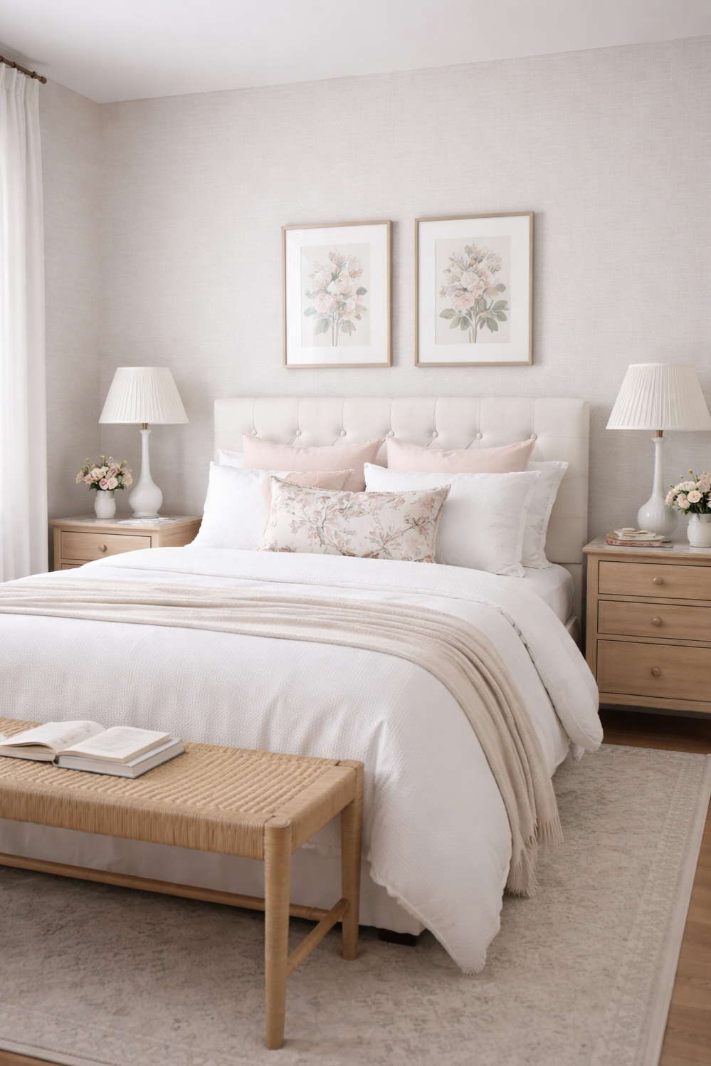 feminine wallpaper ideas - Subtle Linen Texture Sets a Calm - The wallpaper featuring a subtle linen texture sets...