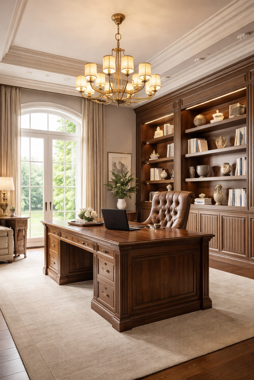 Luxury Interior Design ideas - Wooden Desk Commands Rich Attention - The wooden desk commands attention with its size...