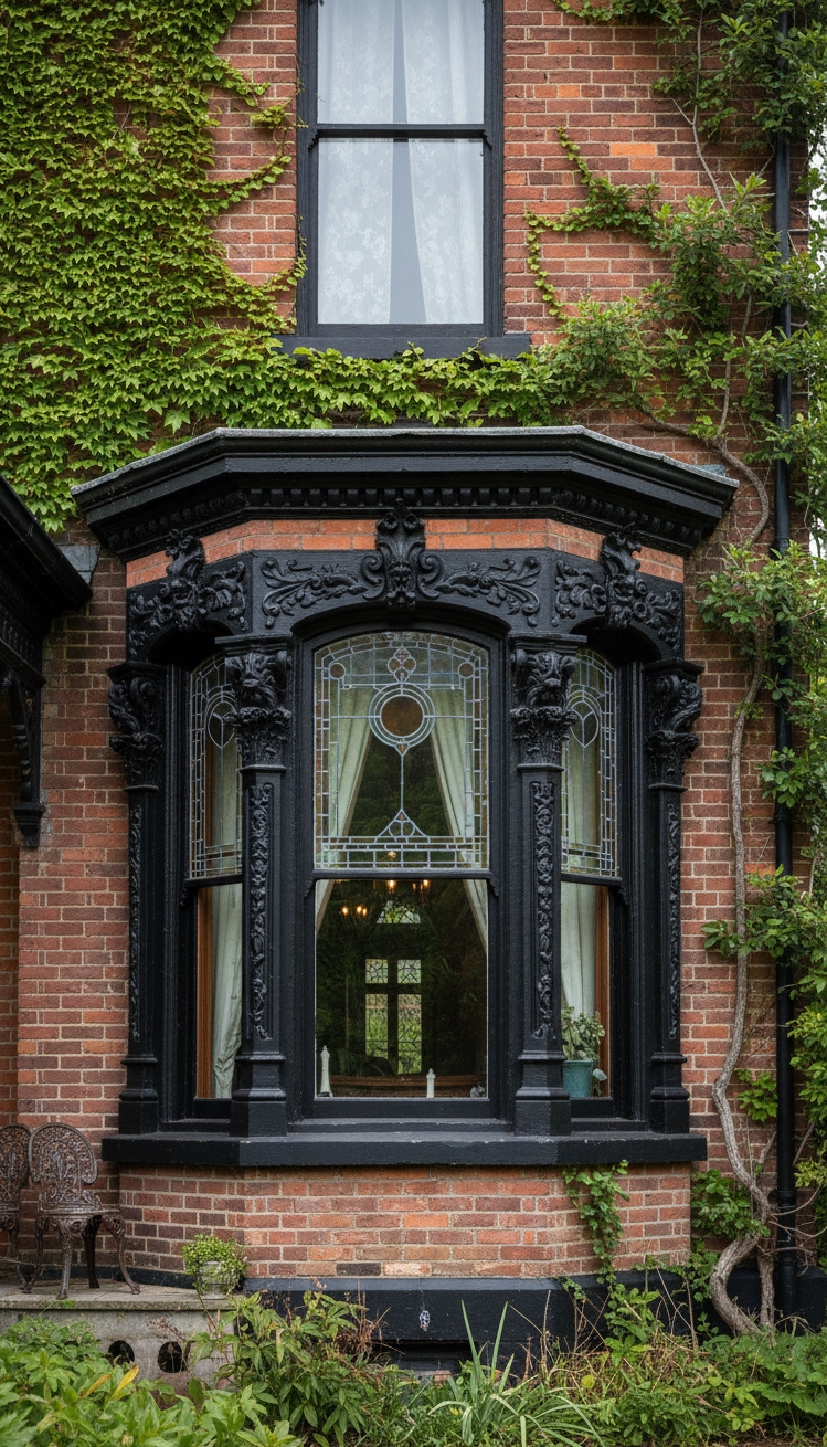 Black window trims - Dark Frames: Victorian House Contrast - These black window trims on the victorian house...