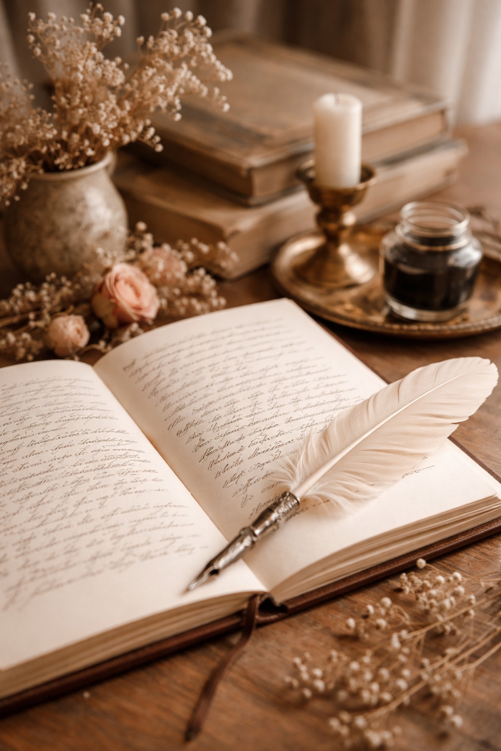 light academia decor ideas - Open Journal Shows Simple Decor - This open journal shows a simple way to...