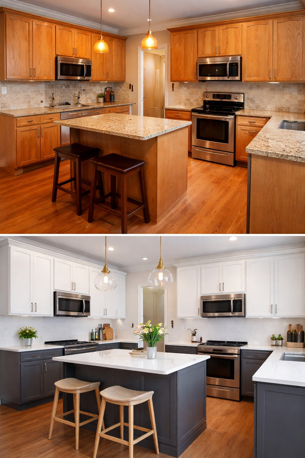 two tones kitchen cabinetss - Cabinets: Two-Tone Renovation Grabs Attention - These two tones kitchen cabinets really grab your...