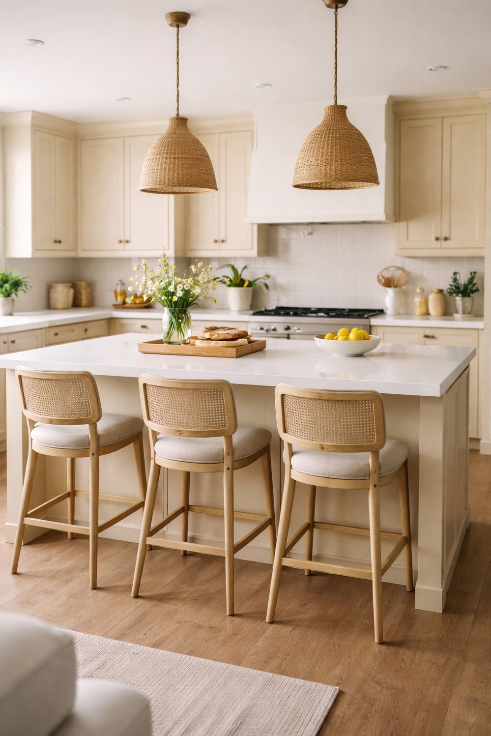 Beige and Cream Kitchen Cabinets - Cream Cabinets: Soft Light Glows Practically - These cream cabinets practically glow under the soft...