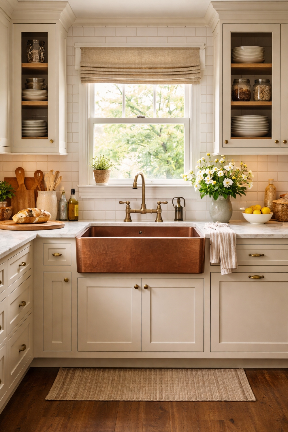 Beige and Cream Kitchen Cabinets - Soft Light Warms Beige Kitchens - These beige and cream kitchen cabinets practically glow....