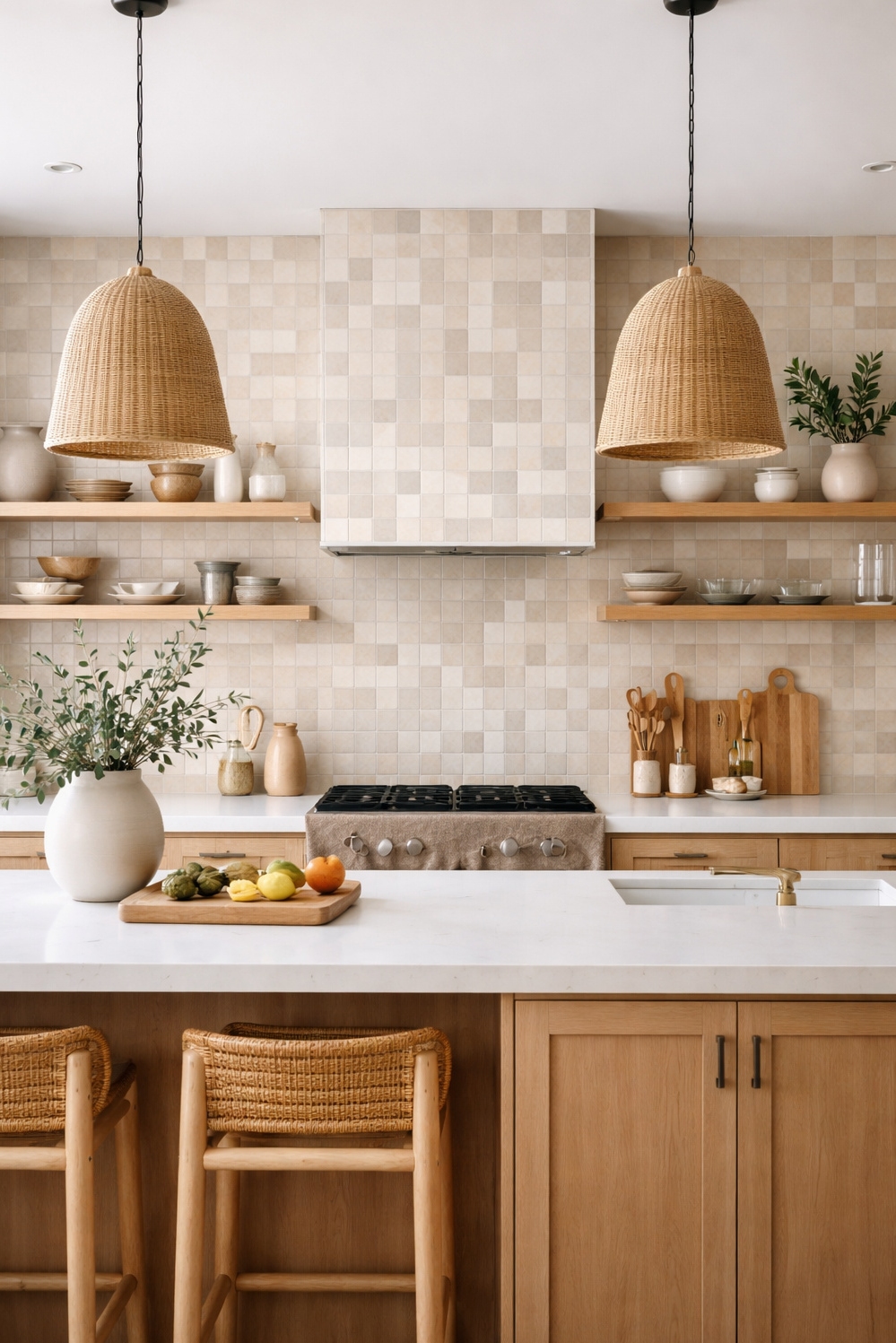 Zellige Tiles Kitchen backsplash ideas - Zellige Texture: Handmade Kitchen Contrasts - The zellige tiles grab your eye first. Their...