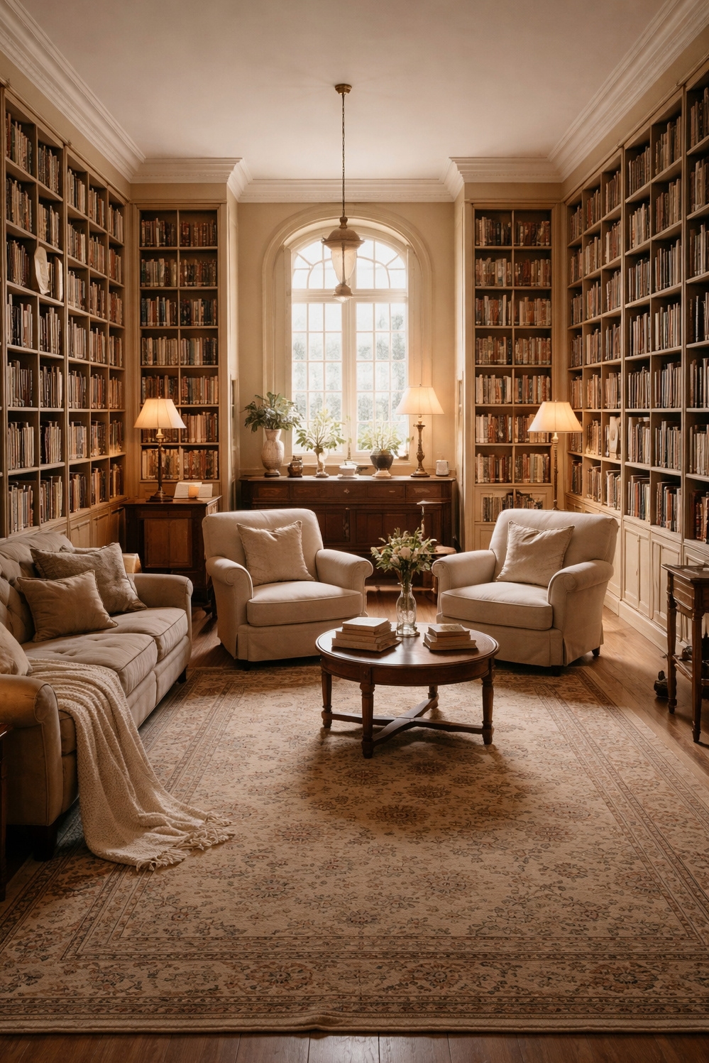 light academia decor ideas - Bookshelves Reaching Toward the Ceiling - These bookshelves, reaching toward the ceiling, create a...