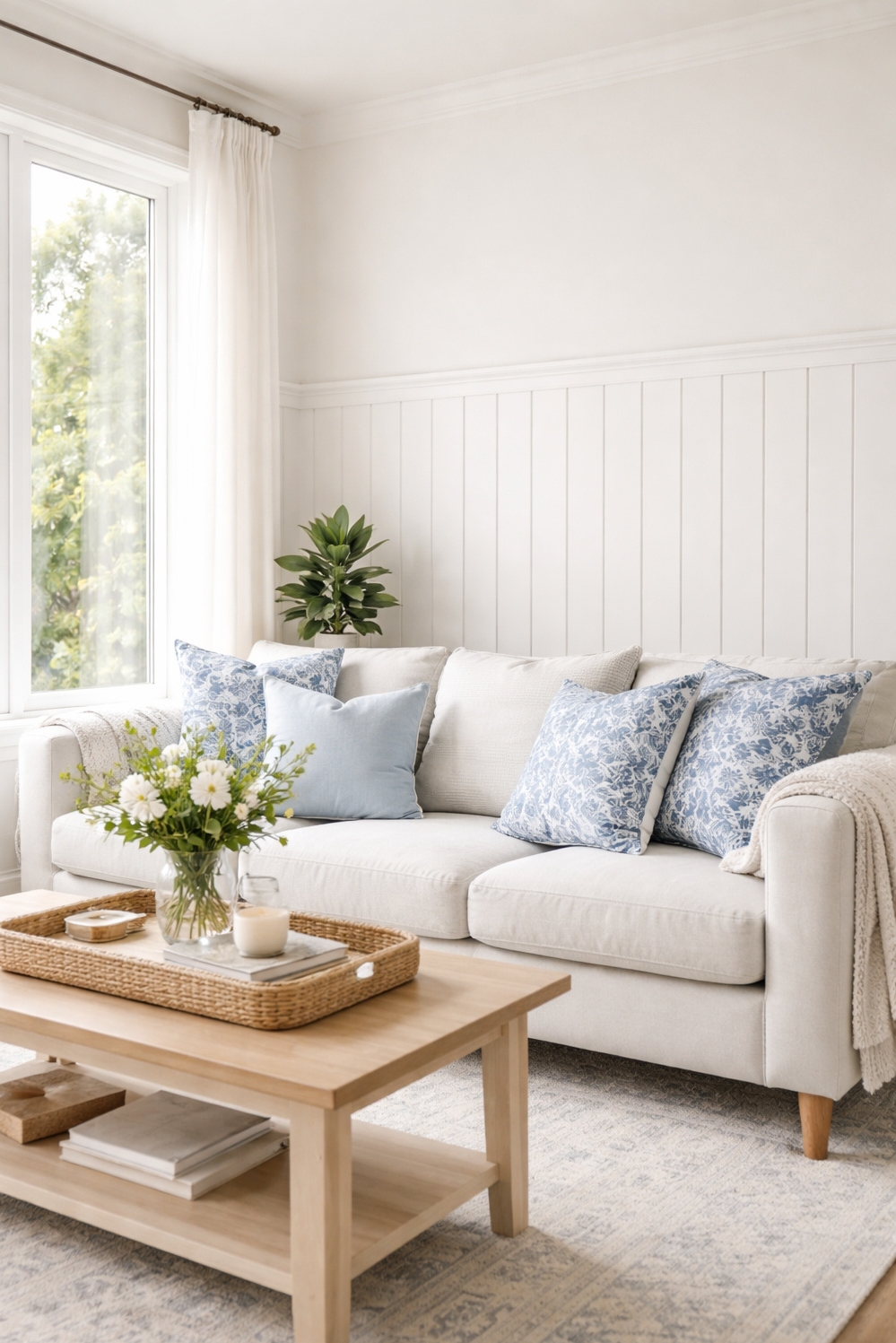 living room wall paneling ideas - Vertical Shiplap Panels Bring Wall Texture - These vertical shiplap panels bring texture to the...