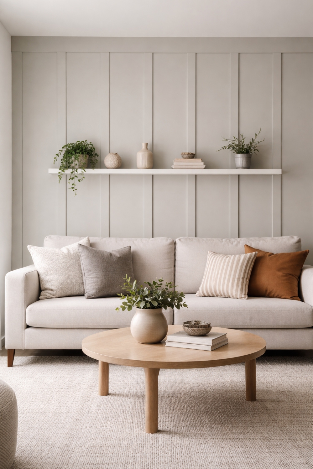 living room wall paneling ideas - Light Gray Board and Batten Walls - These light gray board and batten wall paneling...